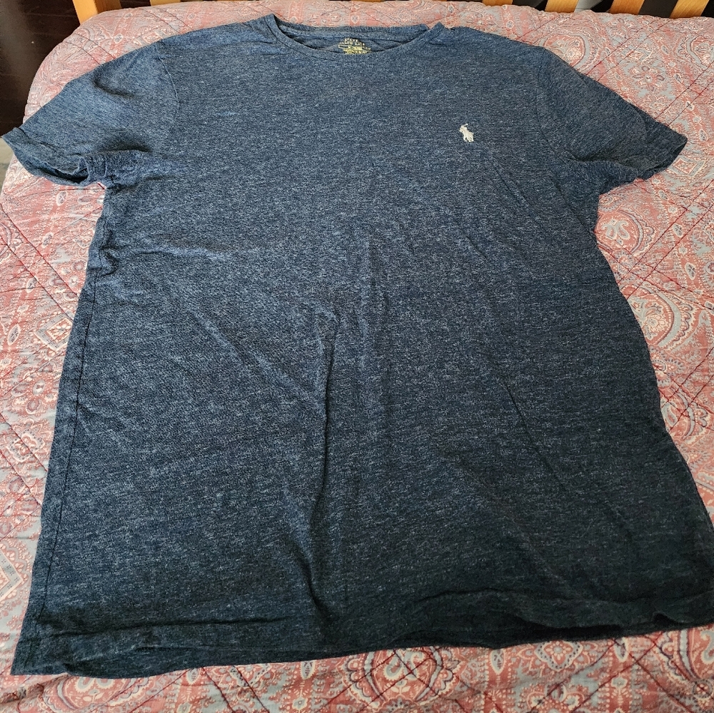 Men's Heather Blue/gray Polo T-Shirt, Size Medium Custom Slim Fit